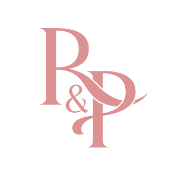 A stylized pink monogram logo reading 'R&P' 