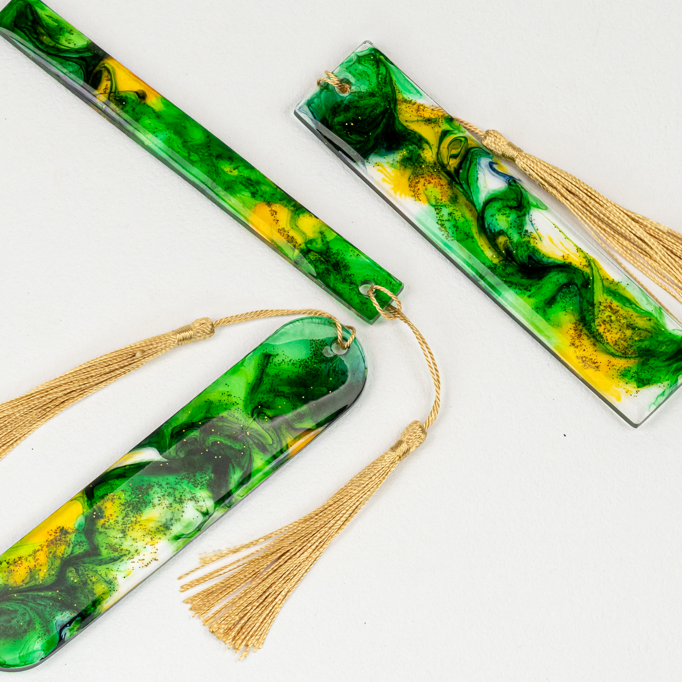 Emerald & Gold Wisp Bookmarks
